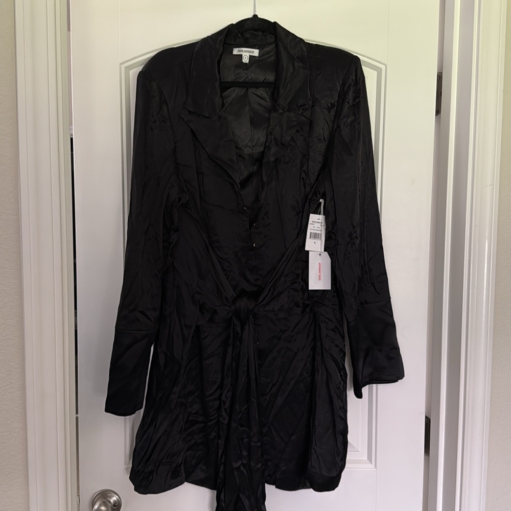 Good American Black Tie Waist Blazer Dress